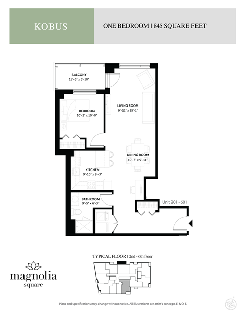 a floor plan of one bedroom unit with a bathroom and a balcony